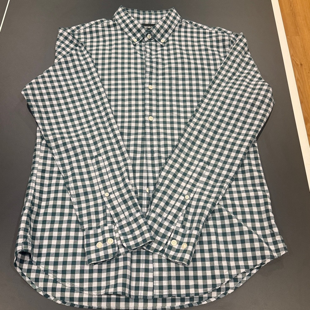 Bonobos Teal and White Checkered Shirt